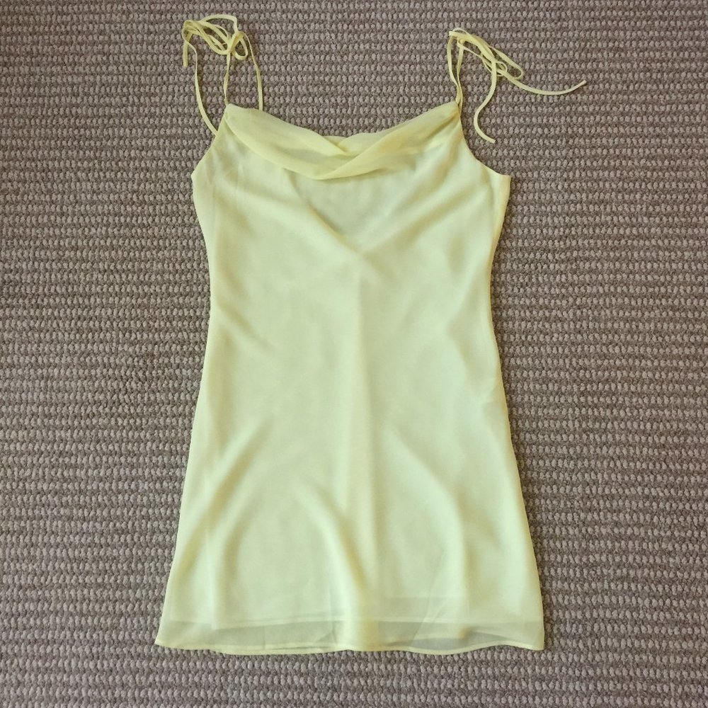 LPA Cowl Mini Slip Dress Yellow Small